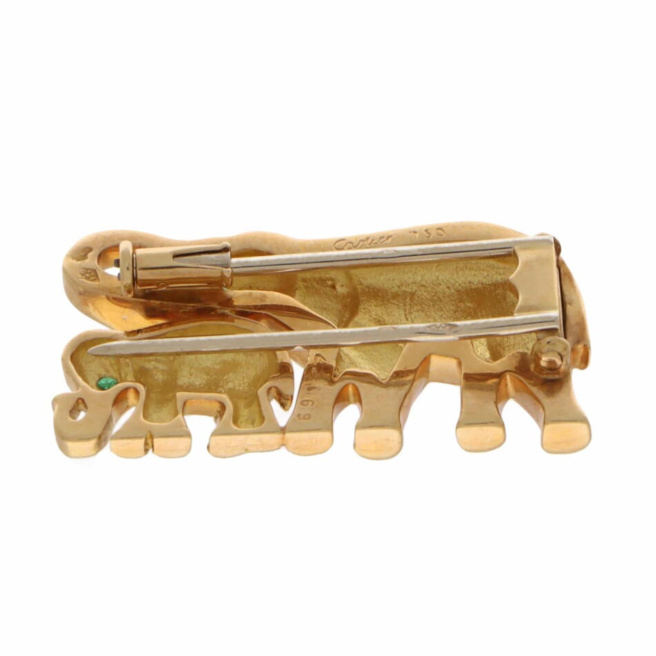 Vintage Cartier Elephant and Calf Brooch in 18k Yellow Gold