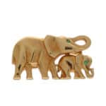 Vintage Cartier Elephant and Calf Brooch in 18k Yellow Gold