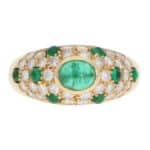 Vintage Cartier Mimi Emerald and Diamond Ring in Yellow Gold