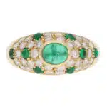 Vintage Cartier Mimi Emerald and Diamond Ring in Yellow Gold