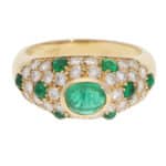 Vintage Cartier Mimi Emerald and Diamond Ring in Yellow Gold