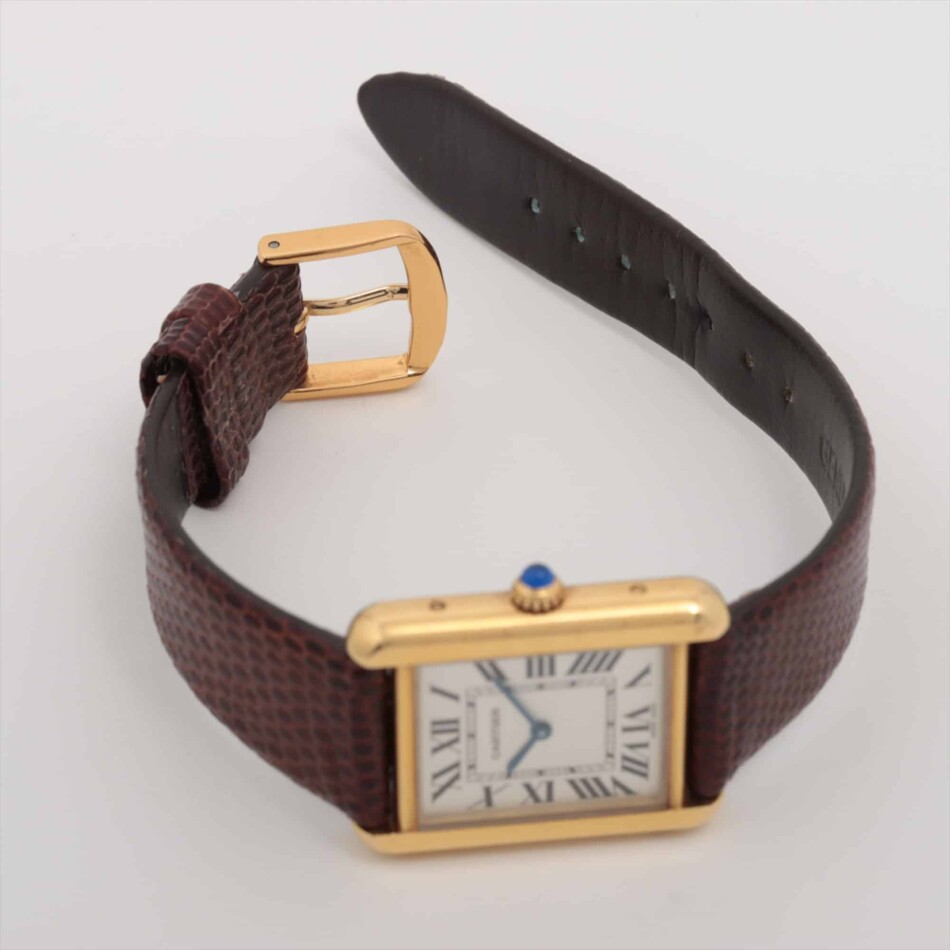 Vintage Cartier Tank Solo gold wrist watch with quartz movement