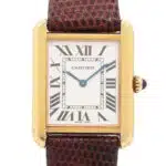 Vintage Cartier Tank Solo gold wrist watch with quartz movement