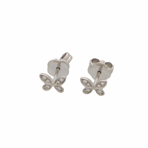 Vintage Graff Pave Diamond Butterfly Earrings in White Gold