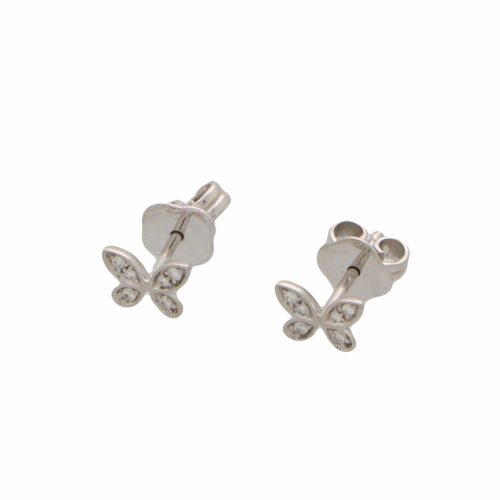 Vintage Graff Pave Diamond Butterfly Earrings in White Gold