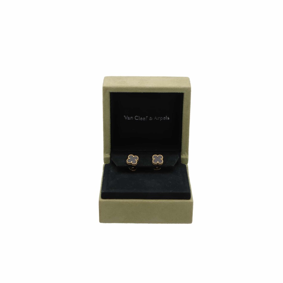 Vintage Van Cleef and Arpels Onyx Sweet Alhambra Earrings