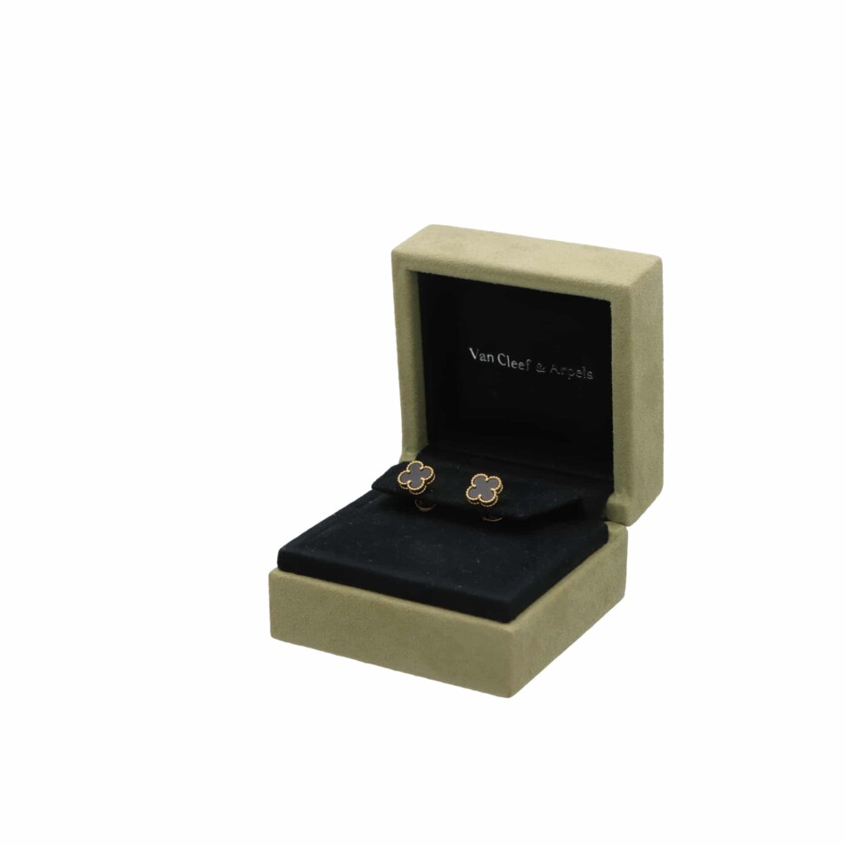 Vintage Van Cleef and Arpels Onyx Sweet Alhambra Earrings