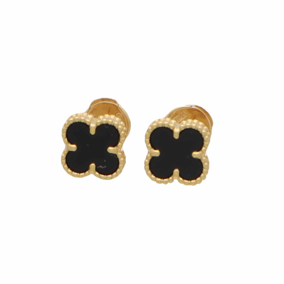 Vintage Van Cleef and Arpels Onyx Sweet Alhambra Earrings