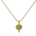 Vintage Mikimoto Peridot and Pearl Necklace in 18k Yellow Gold