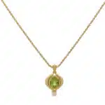 Vintage Mikimoto Peridot and Pearl Necklace in 18k Yellow Gold