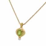 Vintage Mikimoto Peridot and Pearl Necklace in 18k Yellow Gold