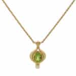 Vintage Mikimoto Peridot and Pearl Necklace in 18k Yellow Gold