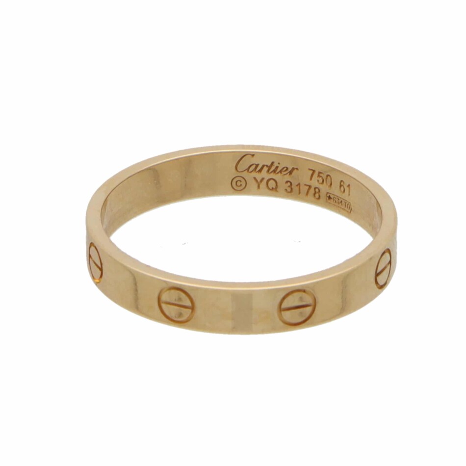 Vintage Cartier Mini Diamond Love Ring in Yellow Gold, Size 51