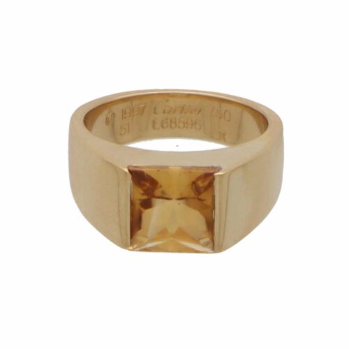 Vintage Cartier Citrine Tank Ring in Yellow Gold