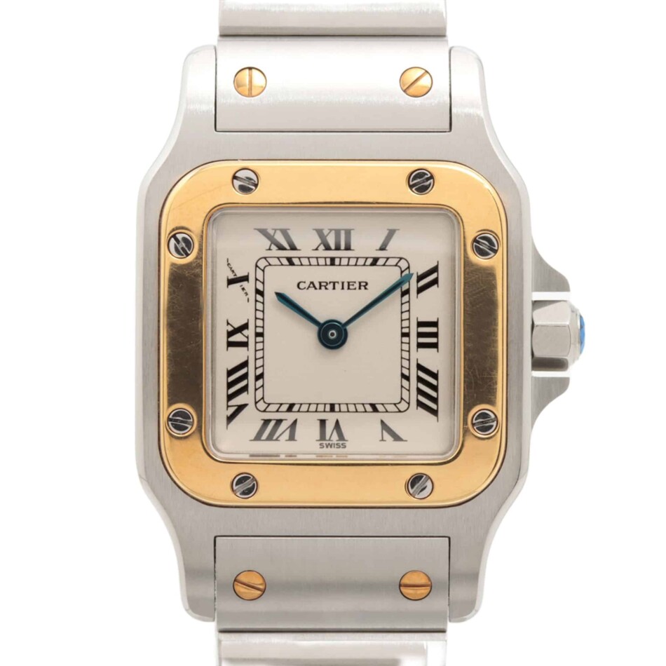 Vintage Cartier Santos steel and gold wrist watch, quartz