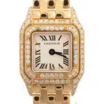 Vintage Cartier Panthere Mini watch in yellow gold and diamonds