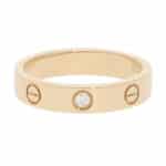 Vintage Cartier Diamond Mini LOVE Ring in Yellow Gold, Size 52