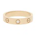 Vintage Cartier Diamond Mini LOVE Ring in Yellow Gold, Size 52