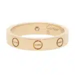 Vintage Cartier Diamond Mini LOVE Ring in Yellow Gold, Size 52