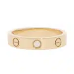 Vintage Cartier Diamond Mini LOVE Ring in Yellow Gold, Size 52
