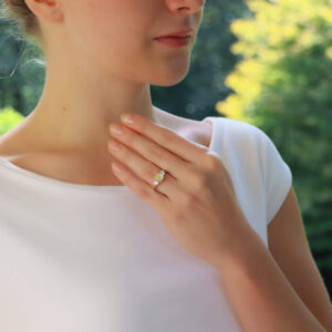 GIA Certified 1.53ct Fancy Yellow Diamond Three Stone Ring