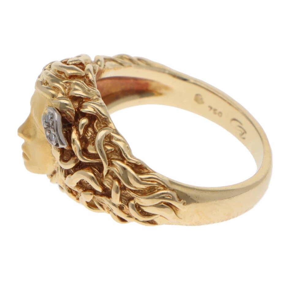 Vintage Carrera y Carrera Medusa Diamond Ring in Yellow Gold