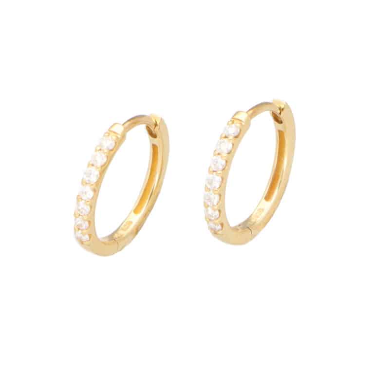 ete Diamond Huggy Hoop Earrings in Yellow Gold