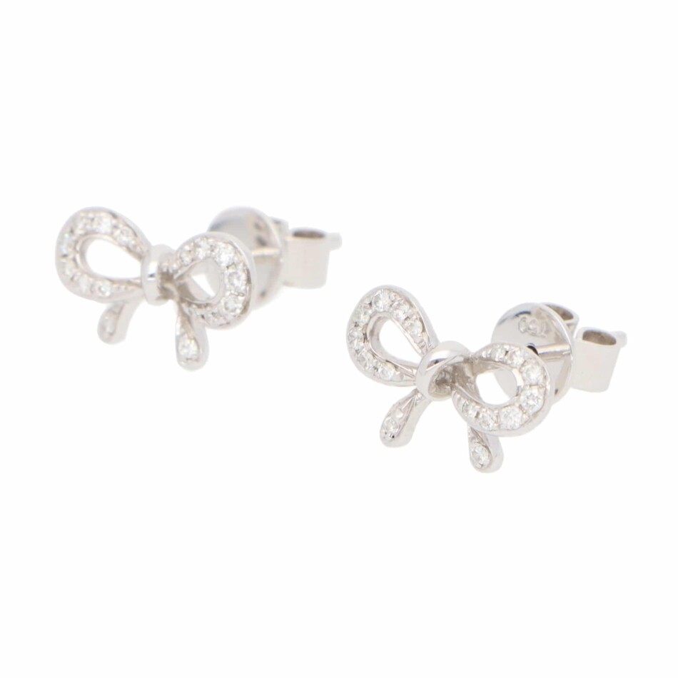Ponte Vecchio Diamond Bow Stud Earrings in Platinum