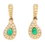 Vintage Nina Ricci Emerald and Diamond Drop Earrings