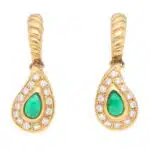 Vintage Nina Ricci Emerald and Diamond Drop Earrings
