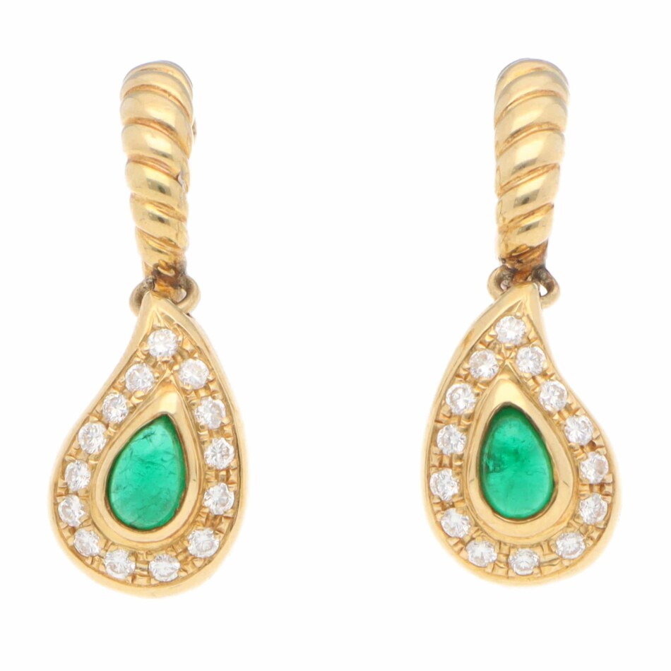 Vintage Nina Ricci Emerald and Diamond Drop Earrings
