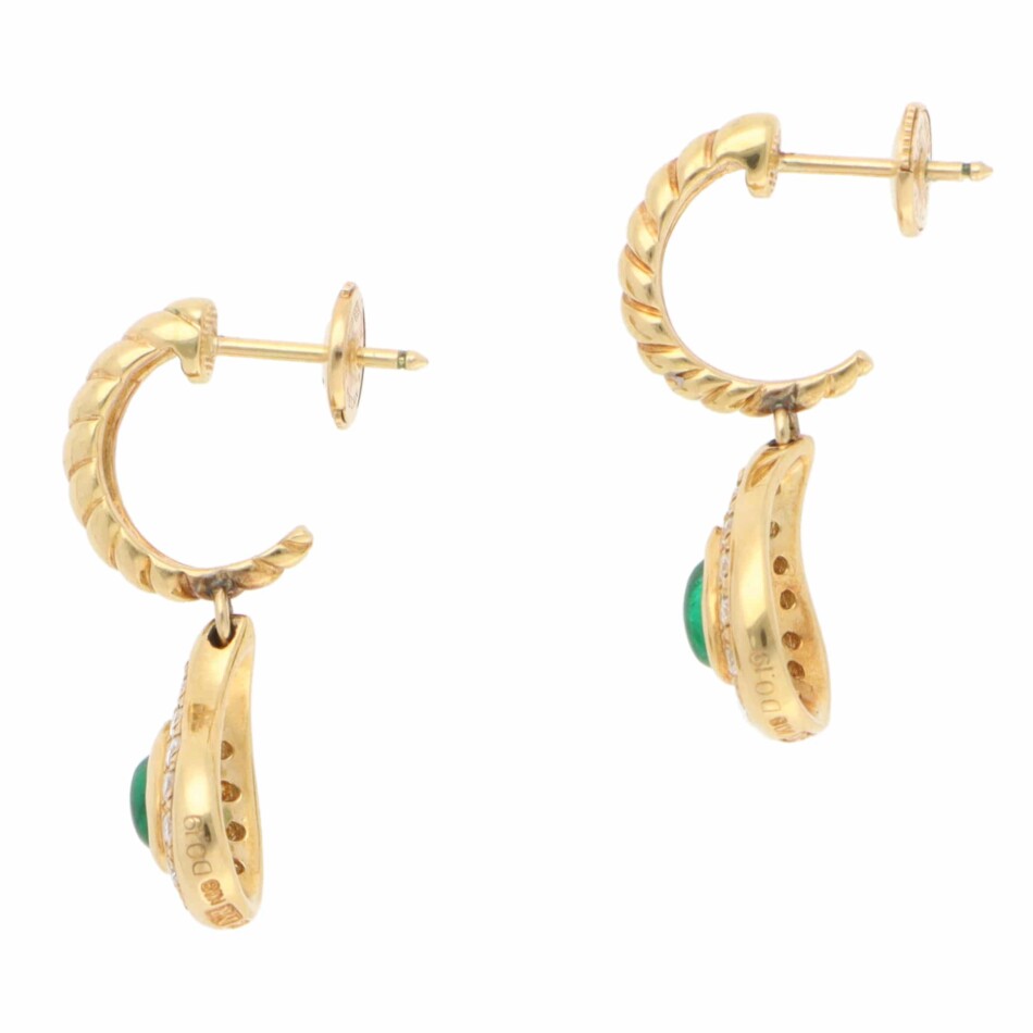 Vintage Nina Ricci Emerald and Diamond Drop Earrings
