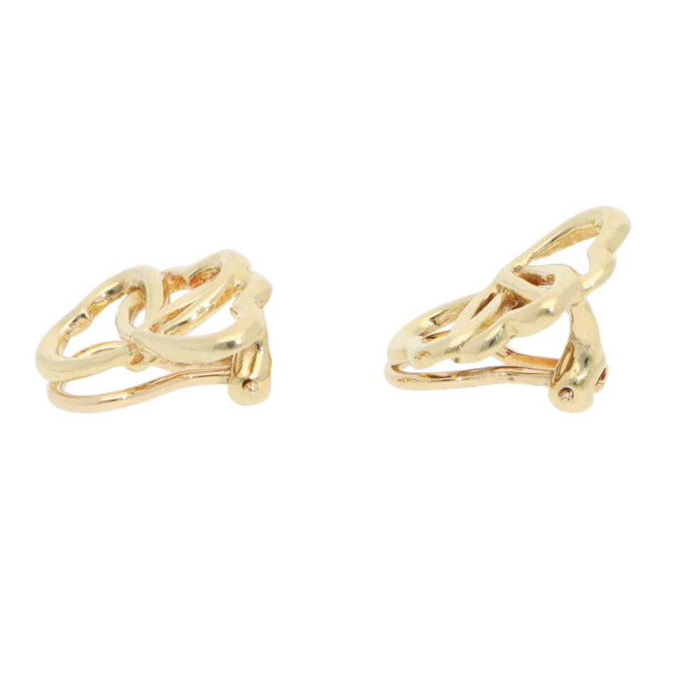 Vintage Tiffany & Co. Triple Heart Clip Earrings in Yellow Gold