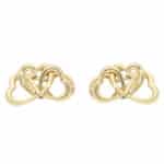 Vintage Tiffany & Co. Triple Heart Clip Earrings in Yellow Gold