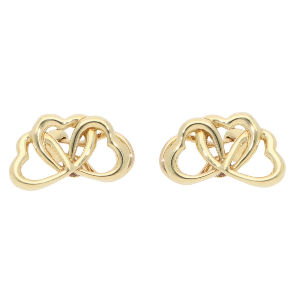 Vintage Tiffany & Co. Triple Heart Clip Earrings in Yellow Gold