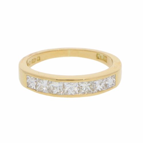 Vintage Princess Cut Diamond Half Eternity Ring in Yellow Gold