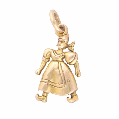 Vintage Dutch Lady Charm in Yellow Gold