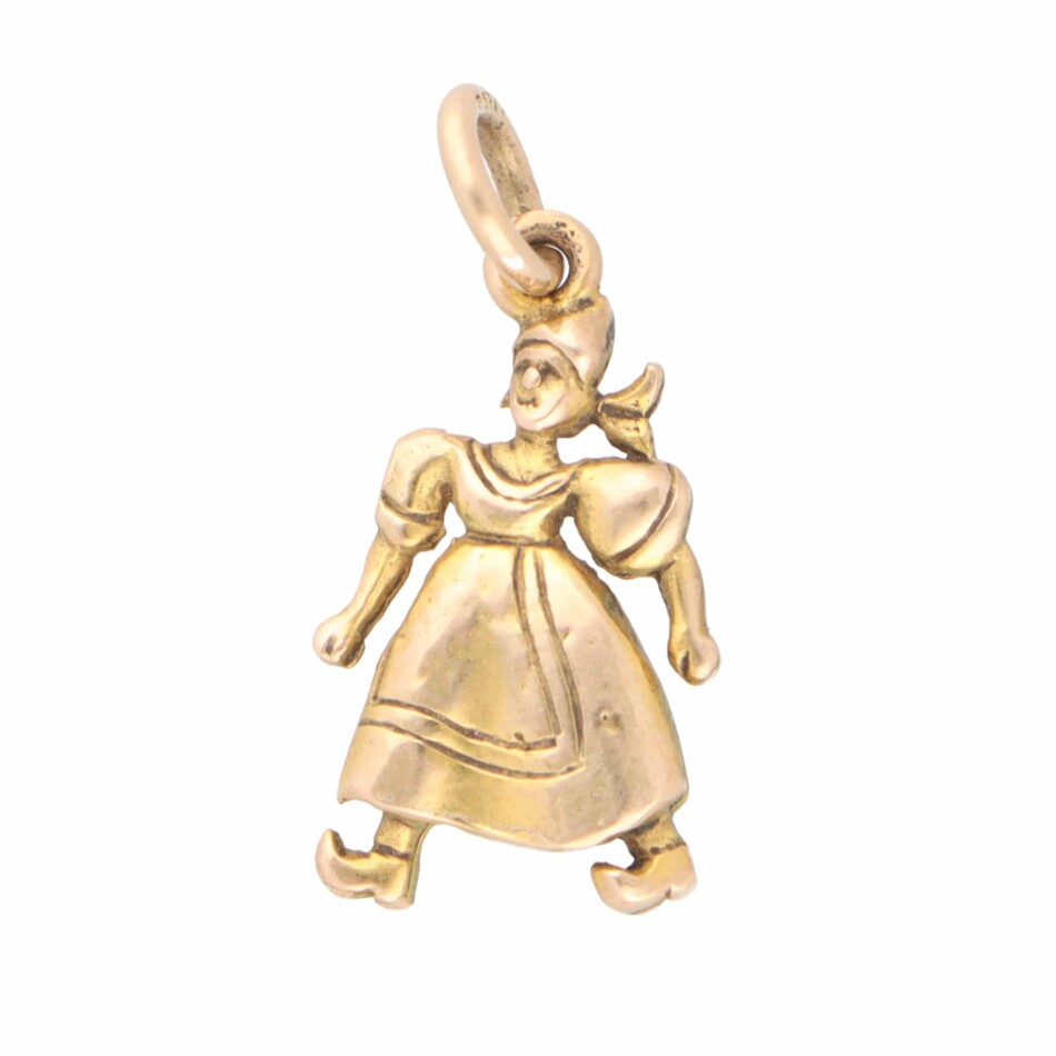 Vintage Dutch Lady Charm in Yellow Gold