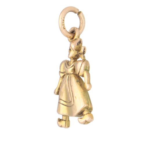 Vintage Dutch Lady Charm in Yellow Gold