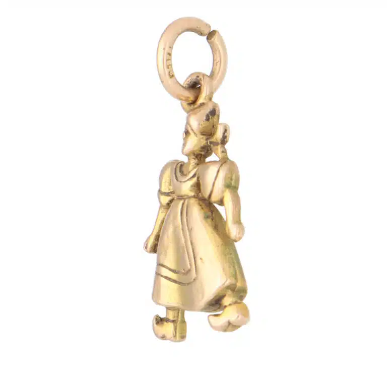 Vintage Dutch Lady Charm in Yellow Gold