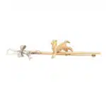 Vintage Lamb Brooch in Yellow and White Gold