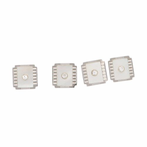 A set of Mother-of-Pearl and Diamond Cufflinks and Dress Studs