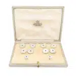 Vintage Mother of Pearl and Sapphire Cufflink and Stud Set