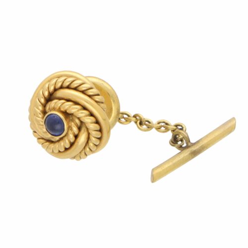 Vintage Cartier Cabachon Sapphire Tie Tack in Yellow Gold