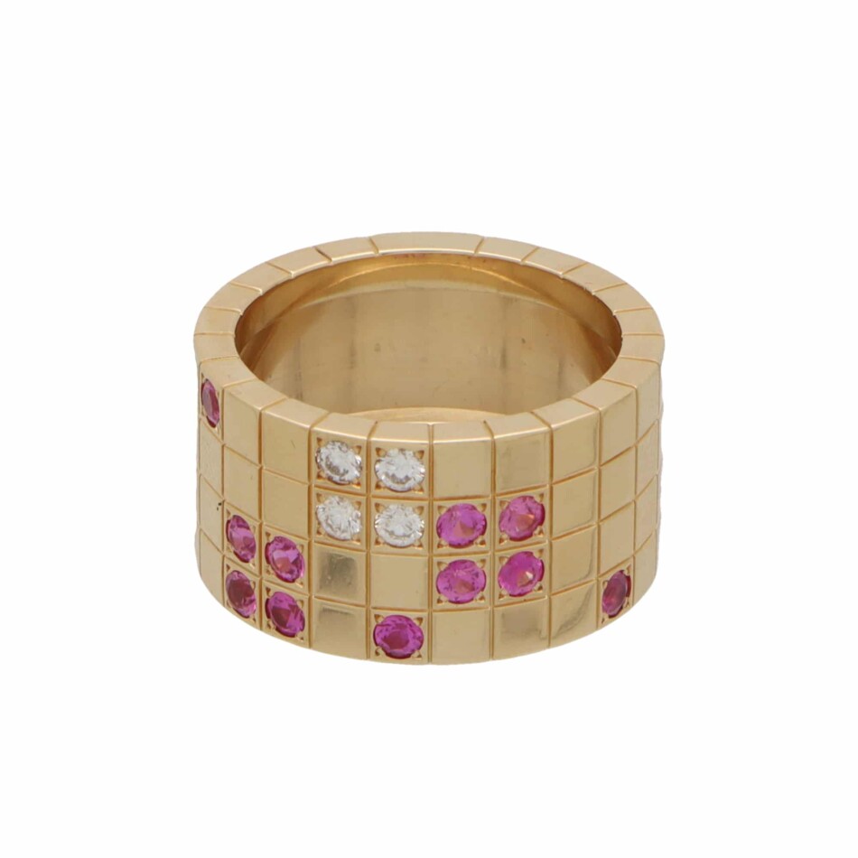 Vintage Cartier Lanieres Pink Sapphire and Diamond Ring