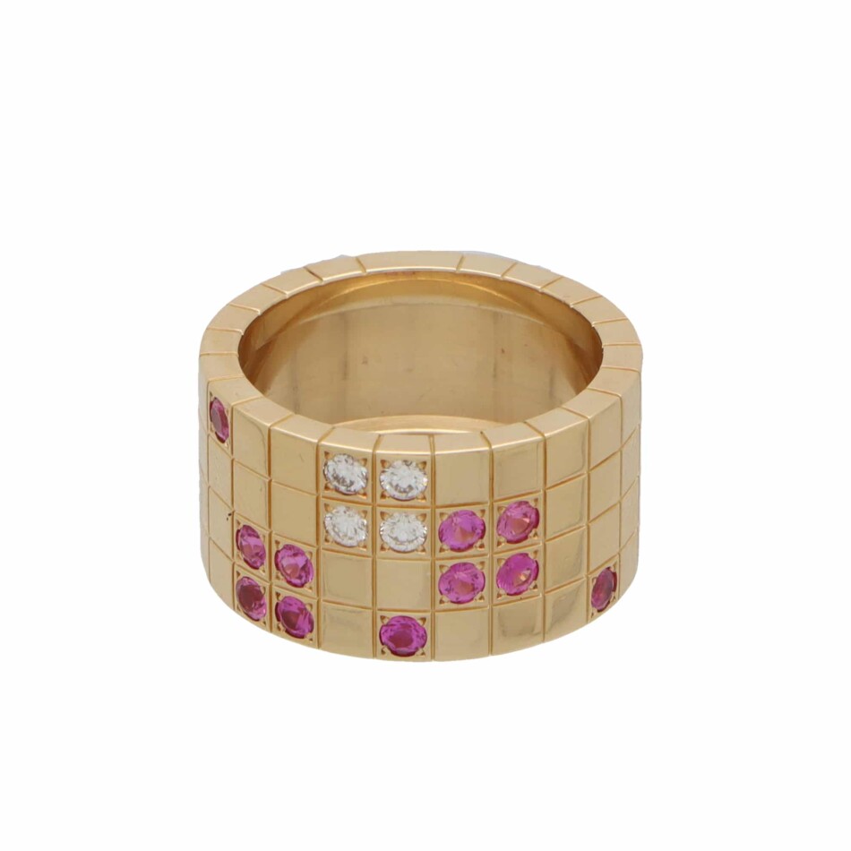 Vintage Cartier Lanieres Pink Sapphire and Diamond Ring