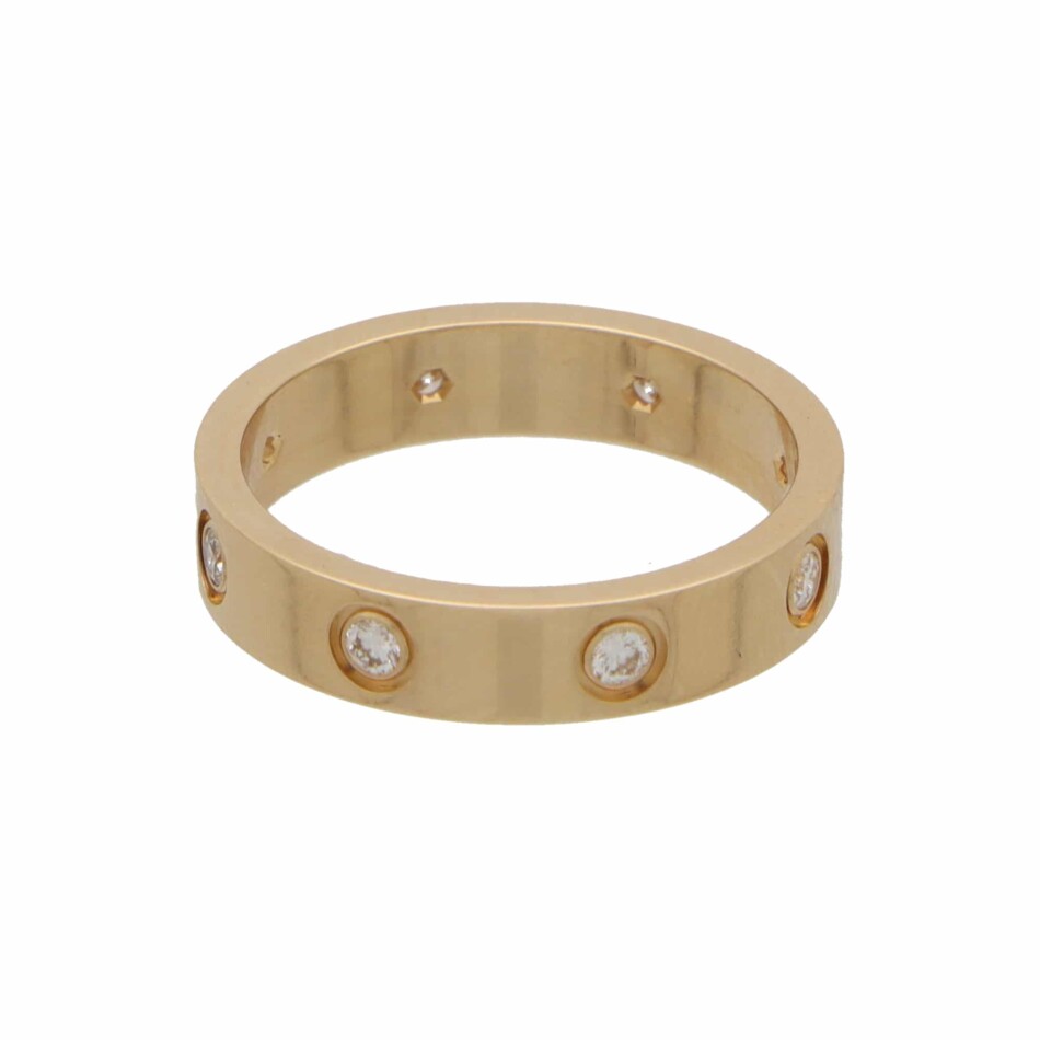Vintage Cartier Full Diamond Mini Love Ring in Yellow Gold