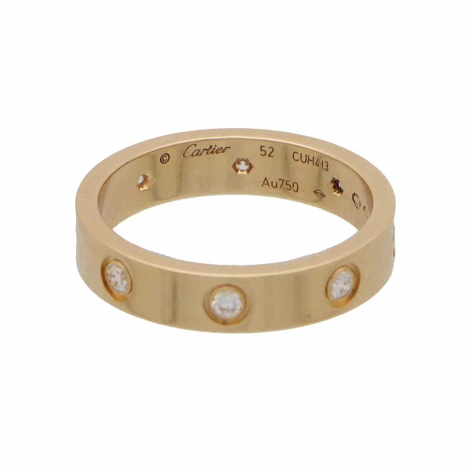 Vintage Cartier Full Diamond Mini Love Ring in Yellow Gold