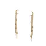 Vintage Star Drop Chain Earrings in Yellow Gold