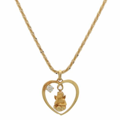 Vintage Carrera y Carrera Diamond Cherub and Heart Pendant